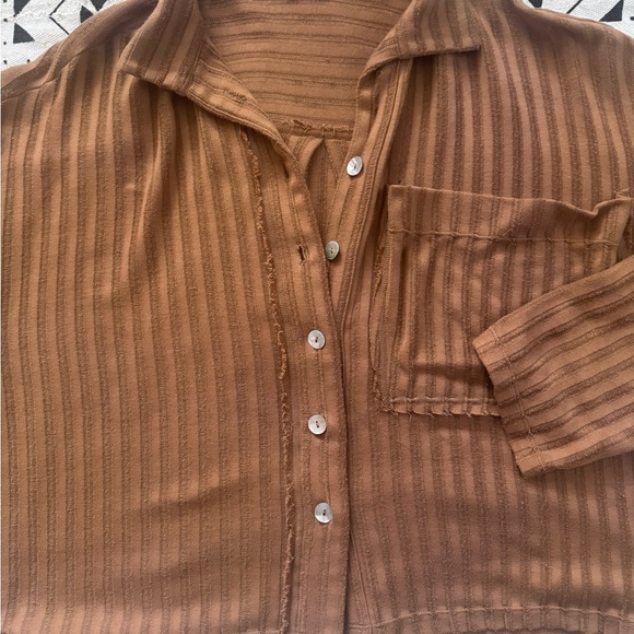 FP Beach Brown Ribbed Top - Picture 3 of 4